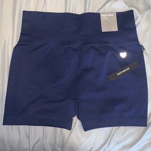 Navy blue Seamless High rise shorts